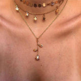 Boho Multi-element Crystal Necklaces For Women Fashion Gold Necklace Vintage Multiple Layers Pendant Necklace Jewelry Gift - Odd Owl
