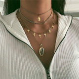Boho Multi-element Crystal Necklaces For Women Fashion Gold Necklace Vintage Multiple Layers Pendant Necklace Jewelry Gift - Odd Owl