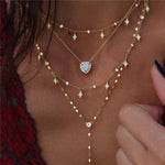Boho Multi-element Crystal Necklaces For Women Fashion Gold Necklace Vintage Multiple Layers Pendant Necklace Jewelry Gift - Odd Owl