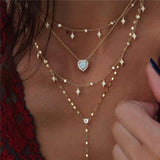 Boho Multi-element Crystal Necklaces For Women Fashion Gold Necklace Vintage Multiple Layers Pendant Necklace Jewelry Gift - Odd Owl