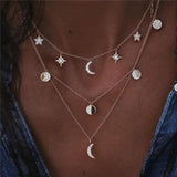 Boho Multi-element Crystal Necklaces For Women Fashion Gold Necklace Vintage Multiple Layers Pendant Necklace Jewelry Gift - Odd Owl