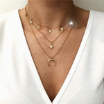 Boho Multi-element Crystal Necklaces For Women Fashion Gold Necklace Vintage Multiple Layers Pendant Necklace Jewelry Gift - Odd Owl