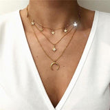 Boho Multi-element Crystal Necklaces For Women Fashion Gold Necklace Vintage Multiple Layers Pendant Necklace Jewelry Gift - Odd Owl