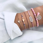 30 Styles Bohemian Bracelet Set For women Shell Star Map lotus pineapple Heart Natural stone Beads chains Bangle Boho Jewelry - Odd Owl