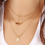 Vintage Multilayer Crystal Pendant Necklace Women Gold Color Beads Moon Star Horn Crescent Choker Necklaces Jewelry New - Odd Owl