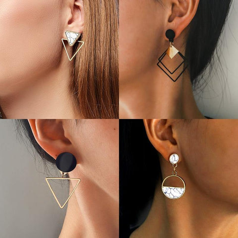 X&P New Fashion Round Dangle Drop Korean Earrings For Women Geometric Round Heart Gold Earring Wedding 2020 kolczyki Jewelry - Odd Owl