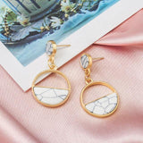 X&P New Fashion Round Dangle Drop Korean Earrings For Women Geometric Round Heart Gold Earring Wedding 2020 kolczyki Jewelry - Odd Owl