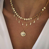 Boho Multi-element Crystal Necklaces For Women Fashion Gold Necklace Vintage Multiple Layers Pendant Necklace Jewelry Gift - Odd Owl