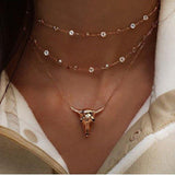 Boho Multi-element Crystal Necklaces For Women Fashion Gold Necklace Vintage Multiple Layers Pendant Necklace Jewelry Gift - Odd Owl