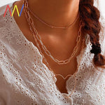 Vintage Multilayer Crystal Pendant Necklace Women Gold Color Beads Moon Star Horn Crescent Choker Necklaces Jewelry New - Odd Owl