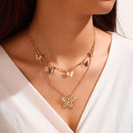 Vintage Multilayer Crystal Pendant Necklace Women Gold Color Beads Moon Star Horn Crescent Choker Necklaces Jewelry New - Odd Owl