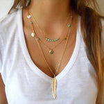 Vintage Multilayer Crystal Pendant Necklace Women Gold Color Beads Moon Star Horn Crescent Choker Necklaces Jewelry New - Odd Owl