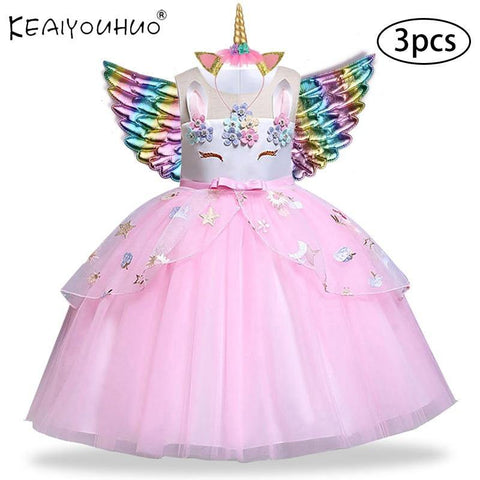 Christmas Girls Dress Kids Costumes For Girls Halloween Carnival Rainbow Unicorn Dress For Girls Princess Wedding Party Vestitos - Odd Owl