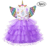 Christmas Girls Dress Kids Costumes For Girls Halloween Carnival Rainbow Unicorn Dress For Girls Princess Wedding Party Vestitos - Odd Owl