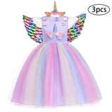 Christmas Girls Dress Kids Costumes For Girls Halloween Carnival Rainbow Unicorn Dress For Girls Princess Wedding Party Vestitos - Odd Owl