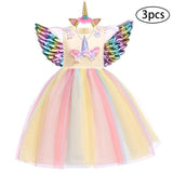 Christmas Girls Dress Kids Costumes For Girls Halloween Carnival Rainbow Unicorn Dress For Girls Princess Wedding Party Vestitos - Odd Owl